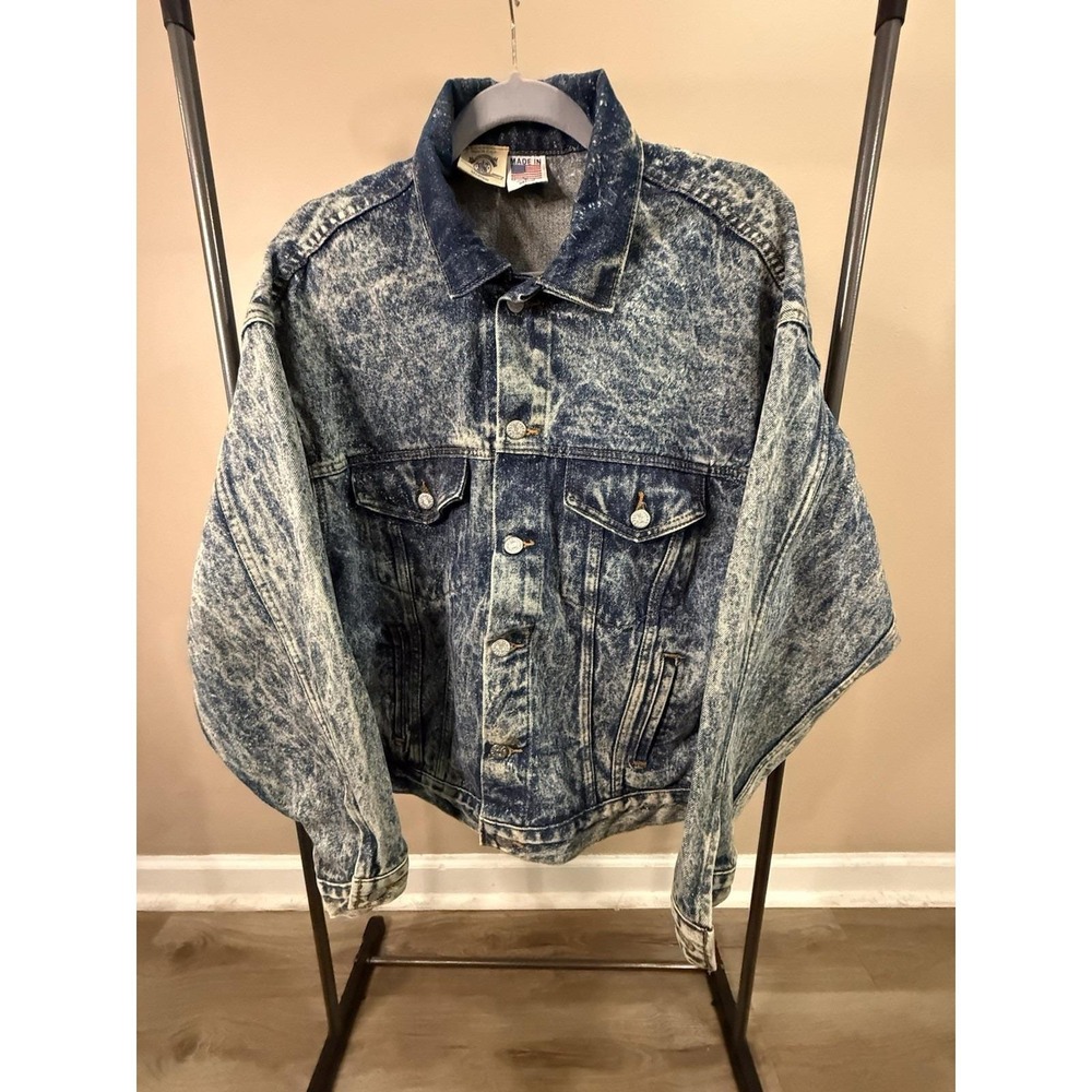 Made USA Smith & Wesson Acid Stone Wash Denim Jacket Size M